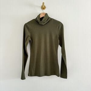 Anthropologie Sunday in Brooklyn Turtleneck Rib Knit Pullover Top Olive XS